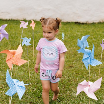 Pijama Infantil Estampa Miau