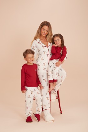 Pijama Longo Infantil Masculino Bordo