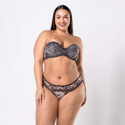 Sutiã Tomara Que Caia Com Bojo Nude e Preto