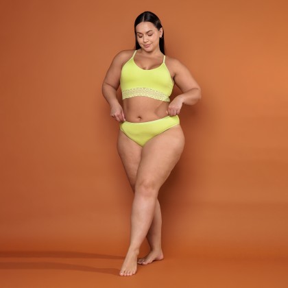 Sutiã Top Viscose Basic Detalhe em Renda Verde Lima