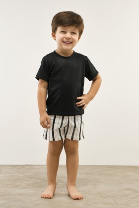 Pijama Infantil Manga Curta Preto