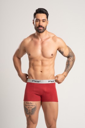 Cueca Boxer Fibra de Bambu canelado Vermelha