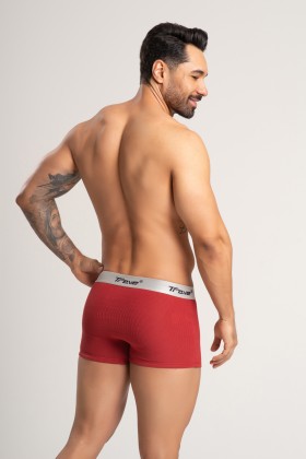 Cueca Boxer Fibra de Bambu canelado Vermelha