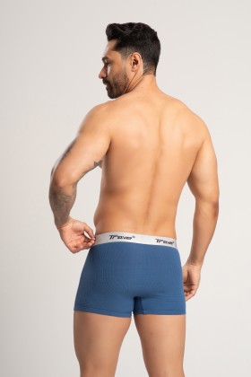 Cueca Boxer Fibra de Bambu Canelado Azul Claro