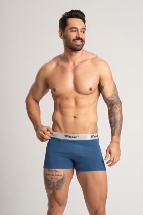 Cueca Boxer Fibra de Bambu Canelado Azul Claro