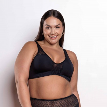 SUTIÃ COM DETALHE DE TULE MICROFIBRA PRETA