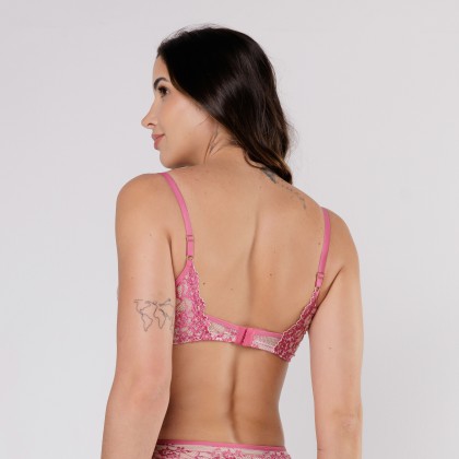Sutiã De Renda sem Bojo Nude e Rosa
