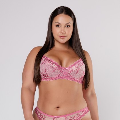 Sutiã Meia Taça De Renda Nude Rosa