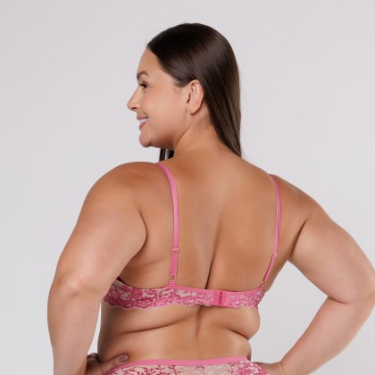 Sutiã Meia Taça De Renda Nude Rosa