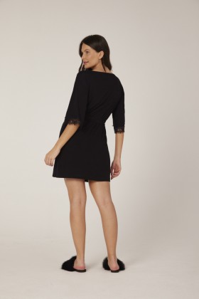 Robe Detalhes Em Renda Preto