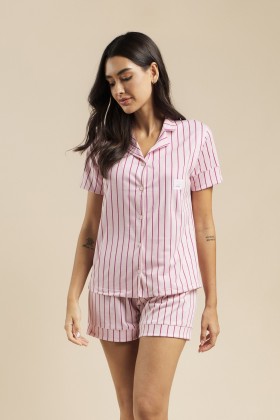 Imagem do Produto Pijama Camisaria Curto Listrado
