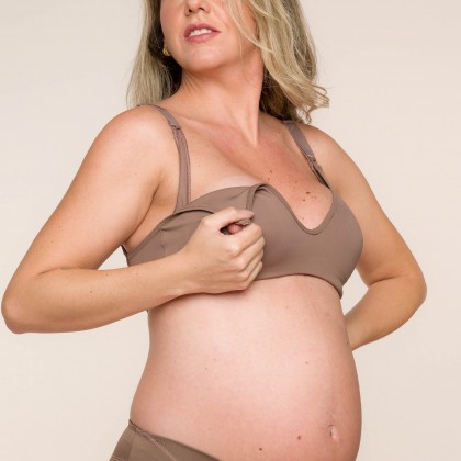 Sutiã Amamentação Dupla Camada Microfibra Castanho