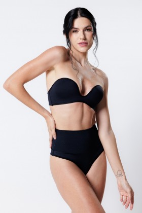 Sutiã Com Bojo Tomara que Caia com Decote Profundo Preto