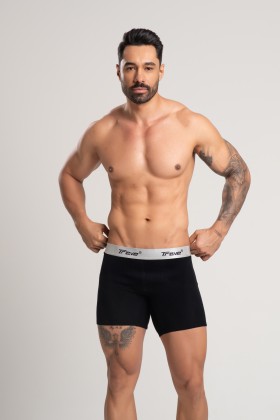 Cueca Long Fibra de Bambu Canelado Preta